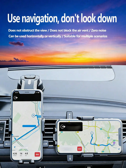 Car Phone Holder | Automatic Suction Cup | 360° Rotation Adjustment | Suitable For Windshield | Stable Navigation Holder | Universal For Trucks, Sedans, Car Phone Mount, Smartphone Holder, Auto Accessories