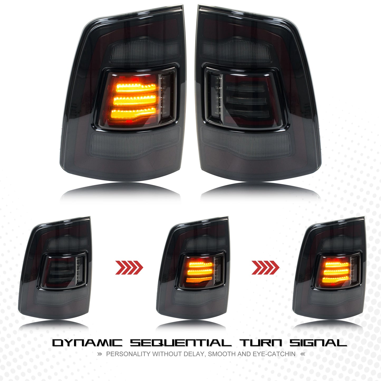 LED Tail Lights for Dodge Ram 1500 2500 3500 2009-2018 4th Gen Dynamic Animation Sequential Turn Signal Rear Lamps Assembly