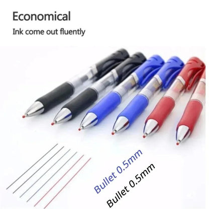 23/33Pcs Retractable Ballpoint Pen Large Capacity 0.5mm Ballpoint Pen Black/Red/Blue Replaceable Refill School Supplies