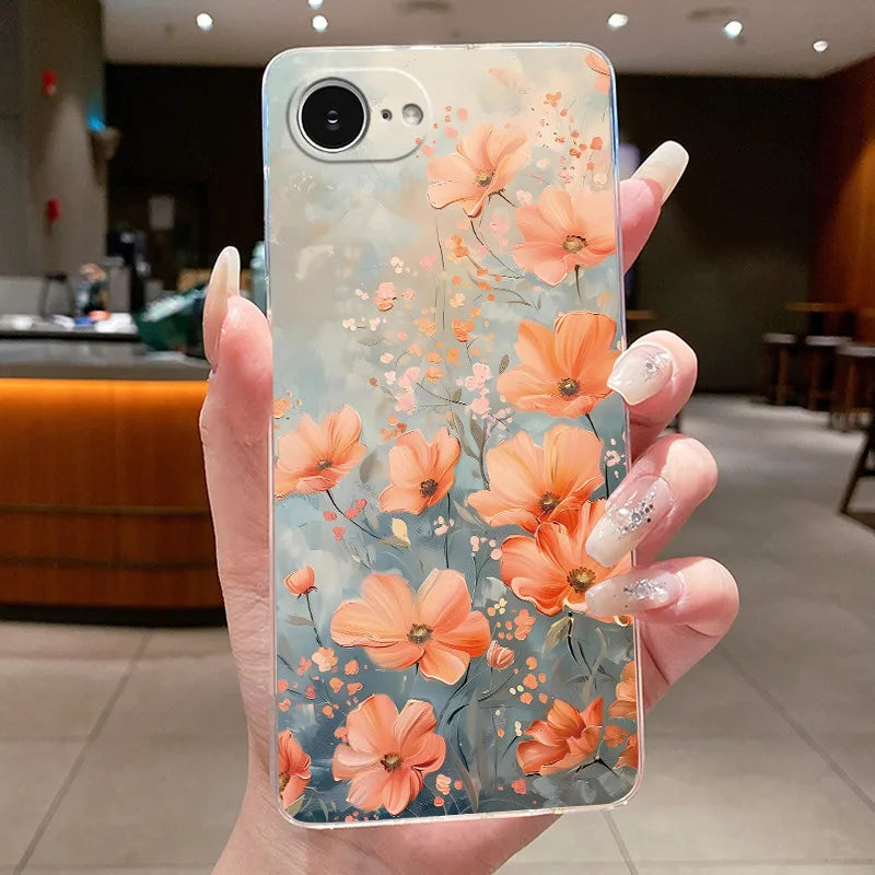 For iPhone 16e Case Clear Luxury Fashion Butterfly Flowers Soft TPU Silicone Jelly Back Cover for Apple iPhone 16e Phone Case