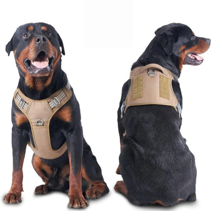 Large Dog Harness Collar Leash Molle Pouches Pet German Shepherd Malinois Training Walking Vest Dog Harnesses for Medium Dogs