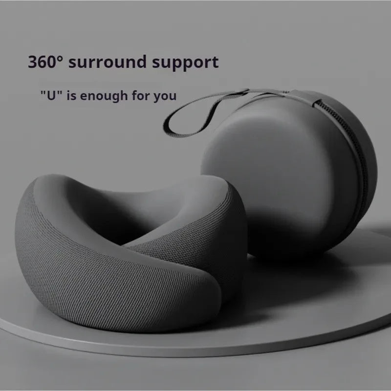 Memory Foam U Shaped Neck Pillow Travel Pillow for Airplane Car Office Nap Cervical Support with Portable Storage Box