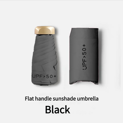 Ultra Light Small Mini Women Five Fold Umbrella Sun Proof Sun Proof Anti UV Sun Rain Dual Use Umbrella Thick Black Glue Pocket S