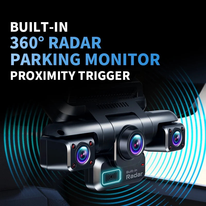 XUOIB I9pro-WB 4CH 360° Dash Cam 4K with 4'' Touch Screen Dash Car Camera 24H Parking Mode WiFi GPS Car DVR 8 IR Night Vision