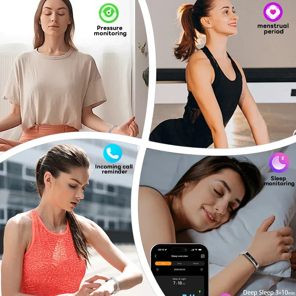 2026 New Fashion Women Smart Bracelet Sport Mode Fitness Tracker Heart Rate Health Monitoring IP68 Waterproof Smart Watch Men - Urbizia