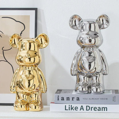17/27/cm Aesthetic Bear brick Ceramic Staute Teddy Bear decor action figure Sculptures Ornament for room Home Decoration Crafts - Urbizia