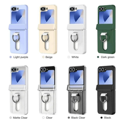 Z Flip8 Luxury Wallet Clip Flip Slot Card Phone Case for Samsung Galaxy Z Flip 7 FE 6 5 Zflip6 Finger Ring Shockproof Hard Cover