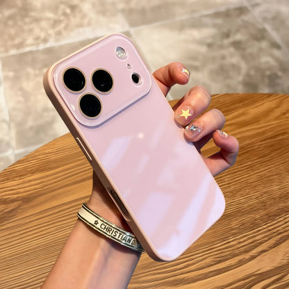 Luxury Candy Color Tempered Glass Phone Case For iPhone 17 16 15 14 13 Pro Max 17Pro Cases Camera Protection Hard Back Cover