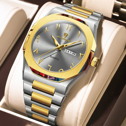 POEDAGAR Military Watch For Men Waterproof Luxury Week Calendar Man Wristwatch Quartz Stainless Steel Fashion Men's Watches Male