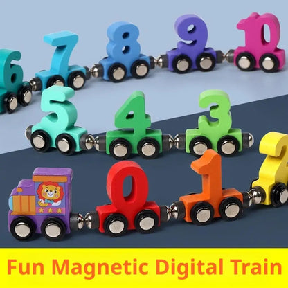 Colorful Building Blocks Number Digital Magnetic Wooden Train Toys Educational Hand-eye Coordination Magnetic Digital Train