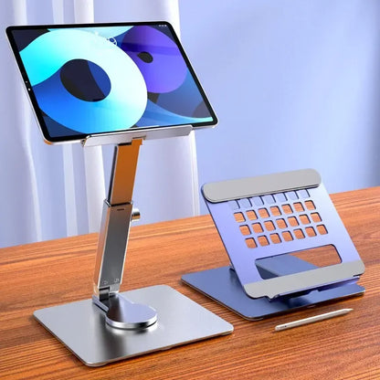 Aluminum Tablet Stand 360°Rotating Folding Adjustable Desk Holder Mount Riser for iPad Pro Air 4 Mini 12.9 4-14 Inch Xiaomi Tab - Urbizia