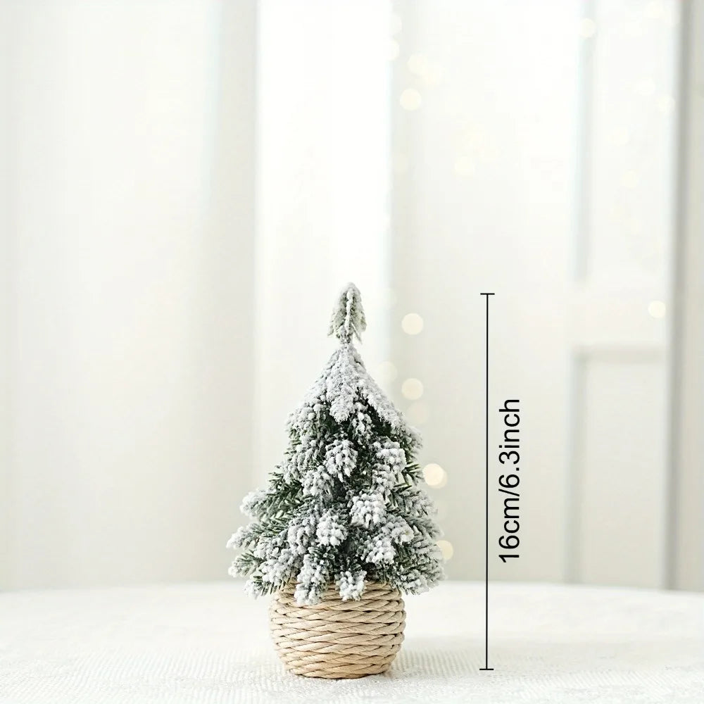 4Pcs Mini Artificial Christmas Tree Set – Snow Pine Tabletop Décor