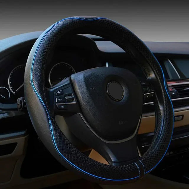 Leather Universal Car Steering-wheel Cover 38CM Car-styling Sport Auto Steering Wheel Covers Anti-Slip Automotive Accessories