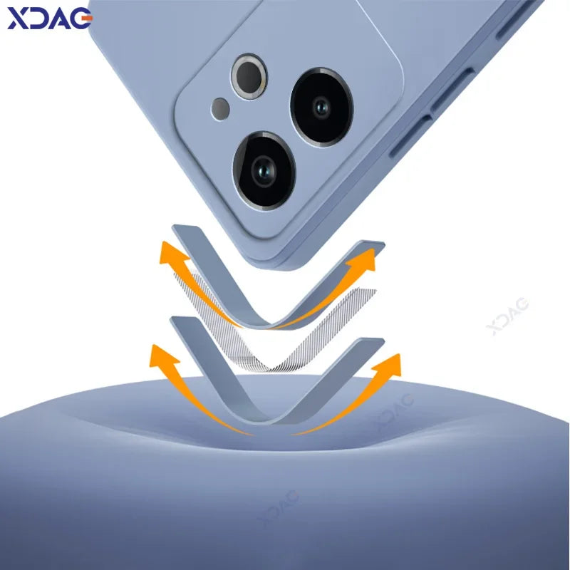 Luxury Dual Layer Cellphone Case for Realme GT6 GT 6 China 5G Full Camera Protection Soft Square Liquid Silicone Cover RealmeGT6