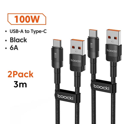 Toocki 6A USB To Type C Cable for Huawei Xiaomi PD 100W Fast Charging Charger USB C Data Cord Quick Charge for Samsung Oneplus - Urbizia