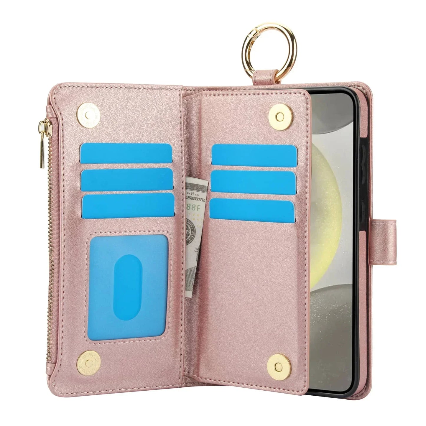 for Samsung Galaxy A55/A15/A54/A14/A73/A53/A13/A72/A52 Wallet case with Zipper Credit Card Holder RFID Blocking,Flip Folio Cover
