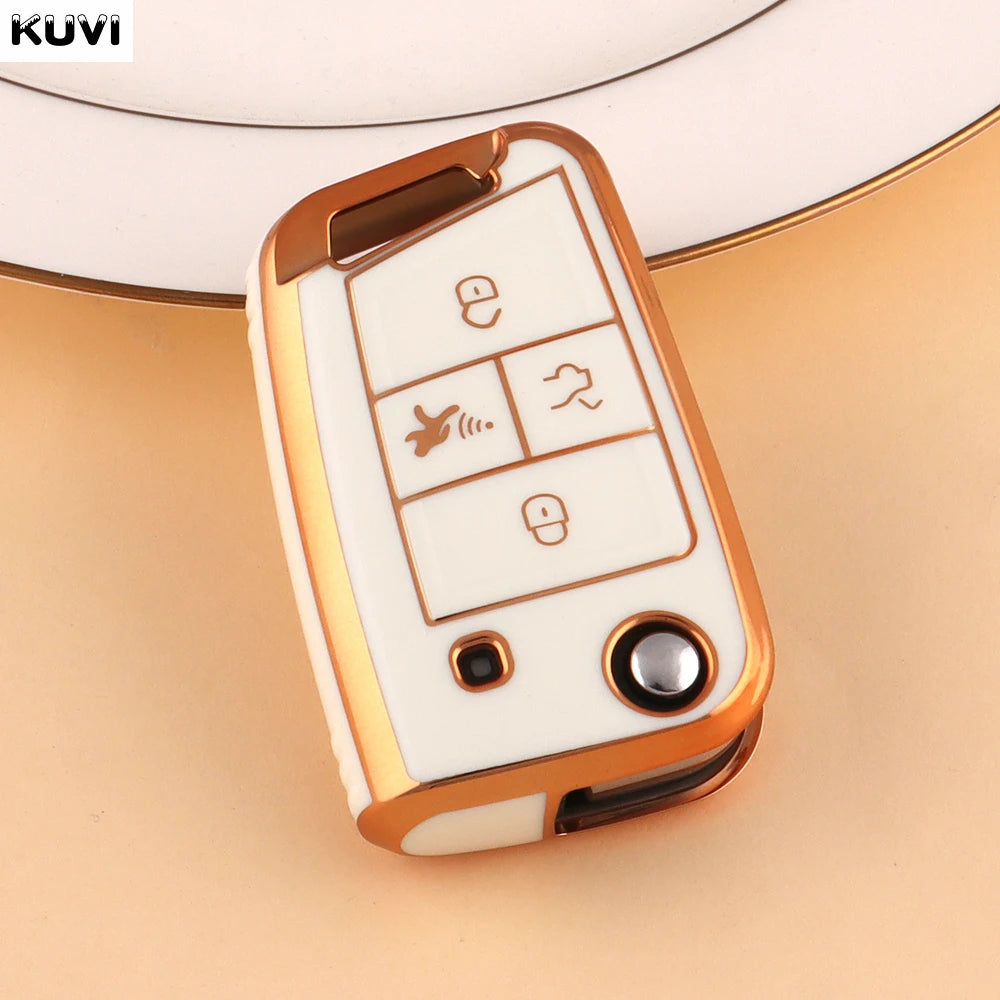 3 4 Buttons TPU Car Key Case Cover Fob For VW Volkswagen Golf 7 MK7 Tiguan MK2 For SEAT Ateca Leon FR 2 Ibiza For Skoda Octavia