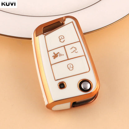 3 4 Buttons TPU Car Key Case Cover Fob For VW Volkswagen Golf 7 MK7 Tiguan MK2 For SEAT Ateca Leon FR 2 Ibiza For Skoda Octavia