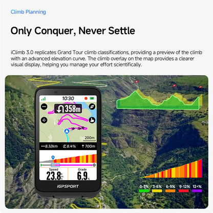 iGPSPORT BiNavi Bike Computer Touchscreen Map Navigation 35 Hours Battery Life  IPX7 Waterproof Route Planning
