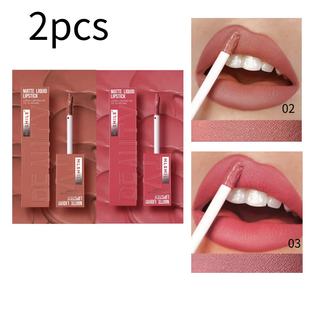 MLSMILE 6-Color Velvet Matte Lip Gloss – Long-Lasting & Waterproof