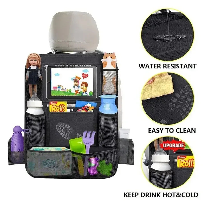 Car Backseat Organizer with Tablet Holder - Multi-Pocket Storage & Seat Protector for Kids/Pets - Urbizia