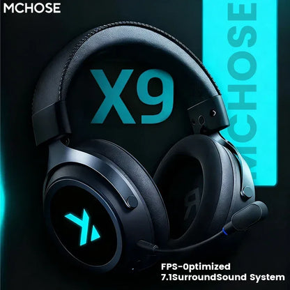 MCHOSE X9 Wireless Headworn Game 7.1 Headset Bluetooth 2.4G Three Mode 53mm Aluminum Foil Polymer Diaphragm eSports Gift Headset - Urbizia