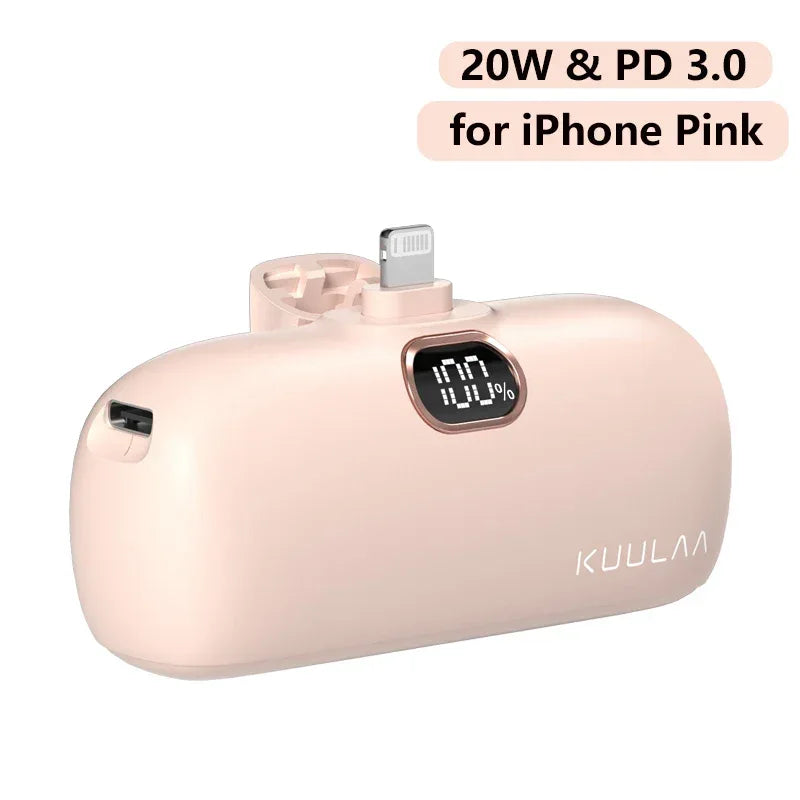 KUULAA 5000mAh Mini Power Bank 20W PD Fast Charging