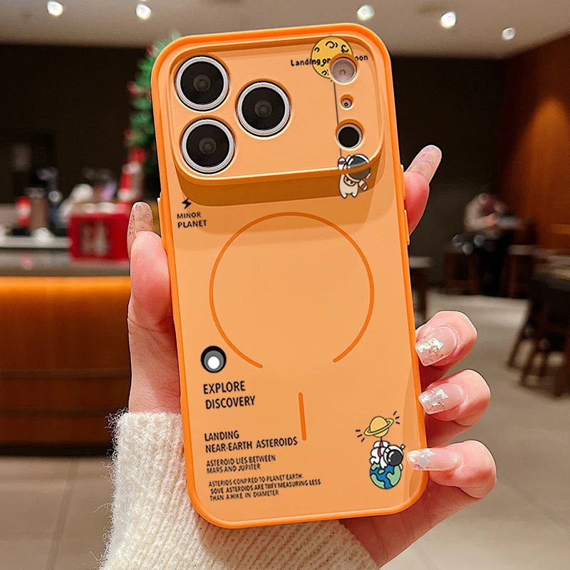 Hanging Astronaut Pattern Case For iPhone 17 Pro Max Magnetic For Magsafe Skin Feeling Cover For iPhone 16 Pro Max 15 14 13