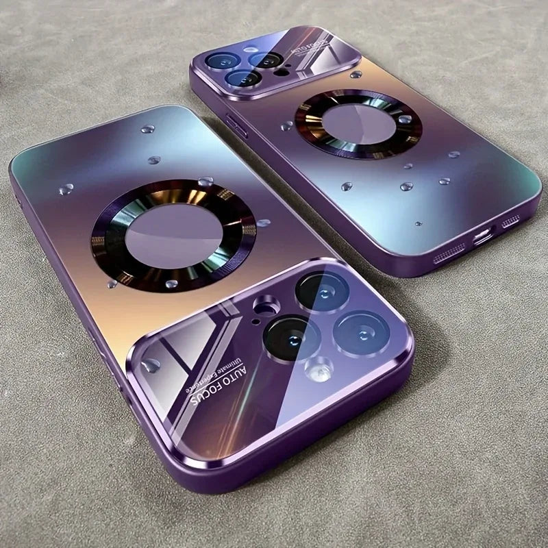 Luxury Glass MagSafe Magnetic iPhone Case Shockproof Cover