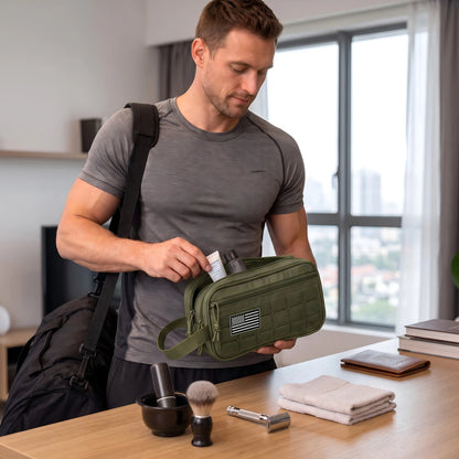 Tactical Travel Toiletry Bag For Men Women Outdoor Hygiene Organizer Bag Molle Attachment Tool Pouches Hanging Small Dopp Kit Mens Shaving Kit Shower Bag For Camping Fishing Hiking Gym Multi Purpose Outdoor Wash Gear Storage