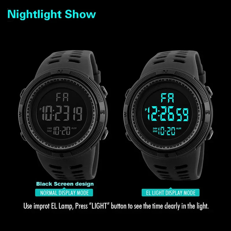 Electronic Watch For Mens Military Sports Watches Luminous Multifunction LED Digital Wristwatch for man kids Boy Student Teen - Urbizia