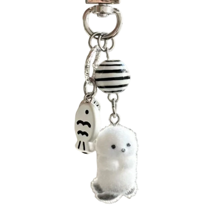 Cute Flocking Cat Small Pendant Keychain Meme Keyring Bag Earphone Keychain Pendants Decoration Keyrings Phone Chain Lanyard