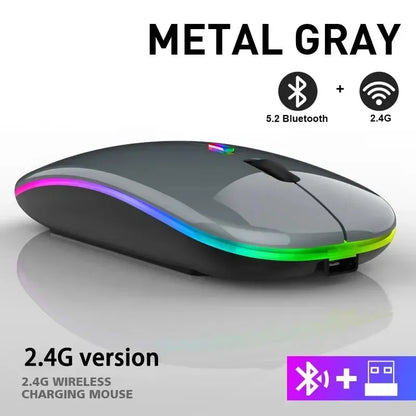 Wireless RGB Rechargeable Bluetooth Gaming Mouse – Ergonomic 3600DPI - Urbizia