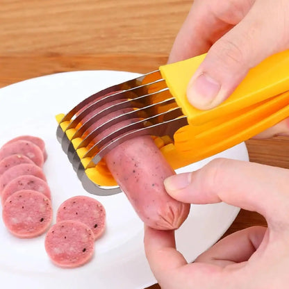 Banana Slicer,ABS + 304 Stainless Steel Fruit Salad Peeler Cutter Kitchen Tools For banana, hotdog, strawberry,cucumber