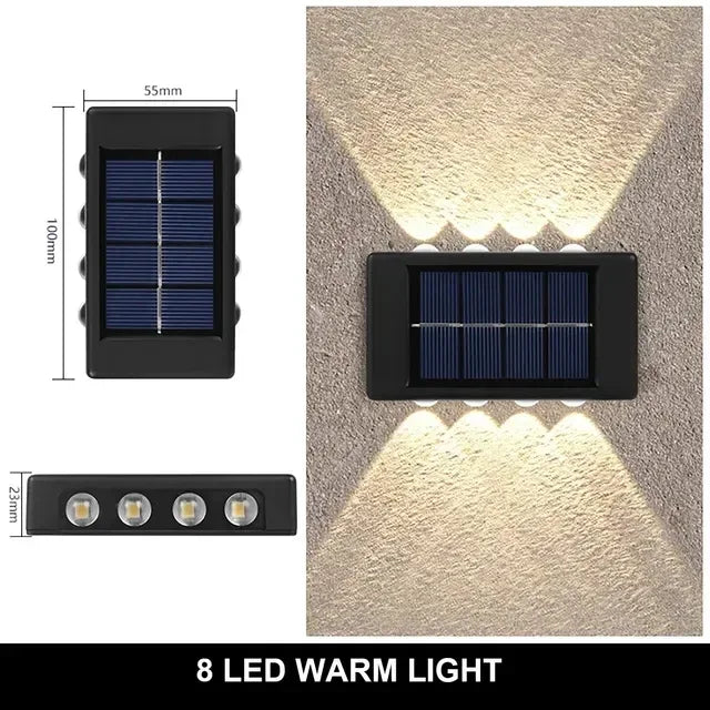 Solar Wall Lamp Outdoor Warm Light Waterproof Up And Down Luminous Lighting Balcony Yard Garden Decoration Lights Exterior Wall - Urbizia