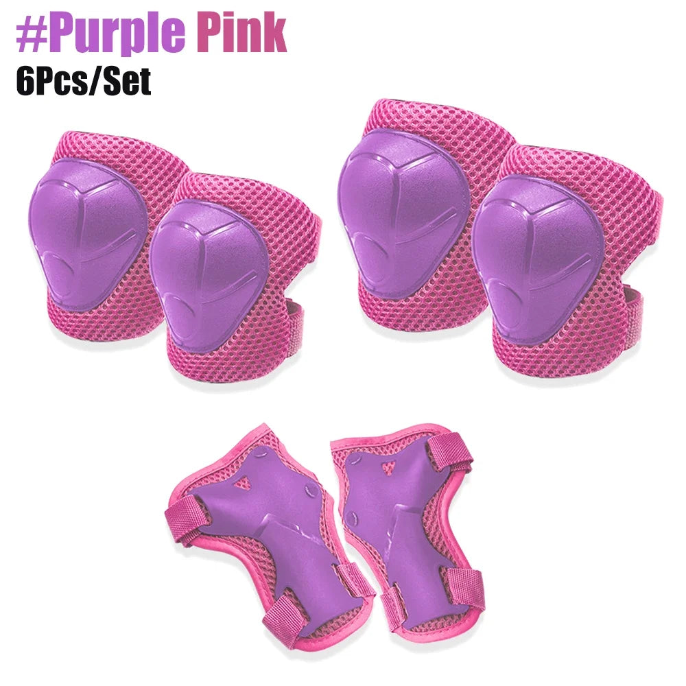 6pcs Kids Knee Pads and Elbow Pads Set,Knee Pads for Child Youth 3-15 Years W/ Adjustable Strap for Roller Skates Skateboard