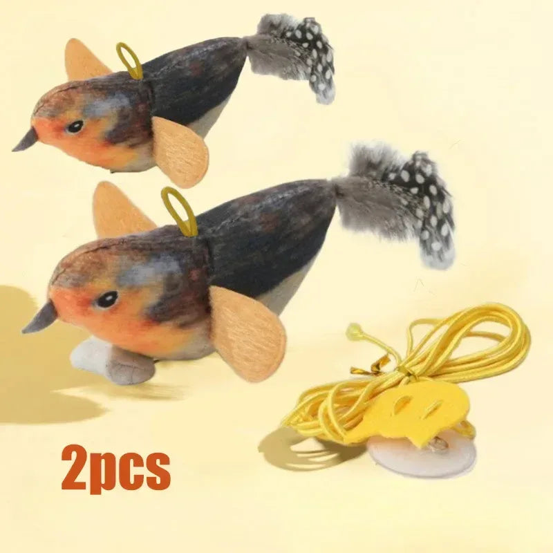 Indoor Interactive Birds Toy for Cat Chasing Teasing Toy Sounding Catnip Cat Teaser Toy Self-hilarity Wall Hanging Birds Cat Toy - Urbizia
