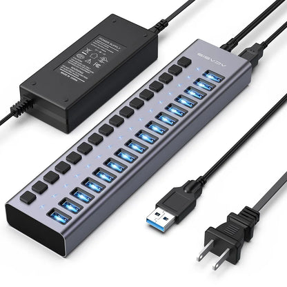 Acasis 16/10/7 Port USB Hub 10Gbps Individual Switch Charging Data Transfer for PC Laptop Workstation Multi Device Expansion