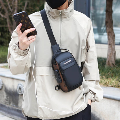 Men Anti Theft Chest Bag Shoulder USB Charging Crossbody Package School Short Trip Messengers Gym Men's Sling Sports Pack