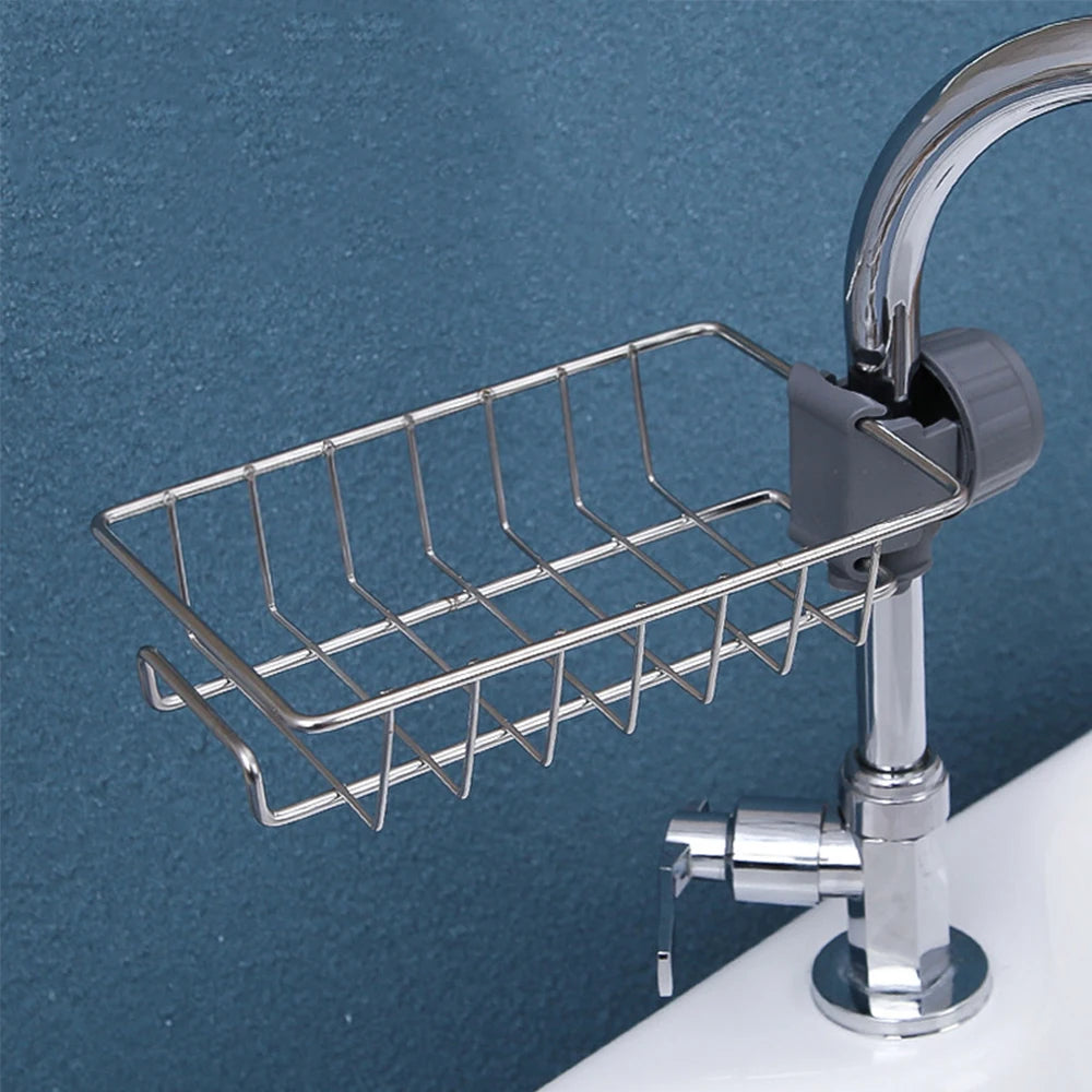 Hanging Faucet Rack Adjustable Height Flexible and Rotatable Kitchen  Sink Drain Holder Suitable for Soap Sponges Brushes