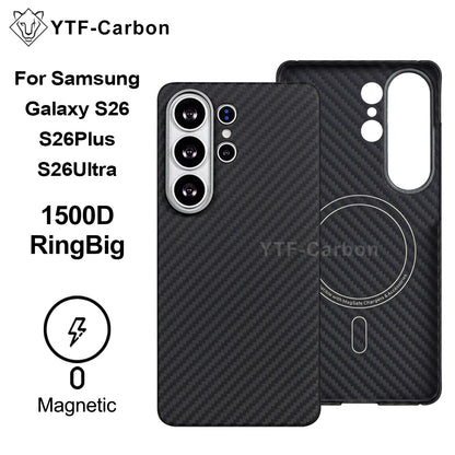 YTF-Carbon Magnetic Case For Samsung S26Ultra Aramid Carbon Fiber Cover For Magsafe S26 S26Plus Cover Mobile Phone Accessories