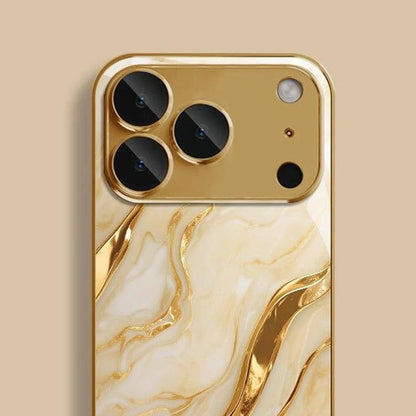 iPhone Golden Marble Glass Case – Full Coverage
