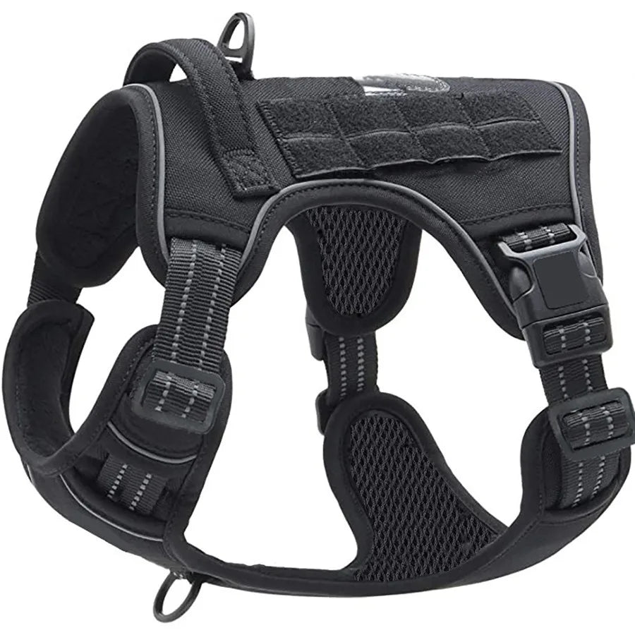 Large Dog Harness Collar Leash Molle Pouches Pet German Shepherd Malinois Training Walking Vest Dog Harnesses for Medium Dogs