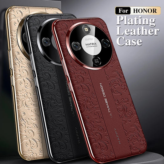 Case for HONOR X9D X9C Magic8 Lite 3D Texture Leather Hybrid Case with Plating Gold Edge Luxury Slim Shockproof Protective Cover