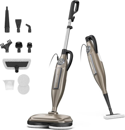 INSE VM6 Steam Mop Cleaner with Rotating Mop Pad 1300W Powerful Floor Steamer 10 in 1 Lightweight Spin Mop for Home Hardwood Laminate Tile