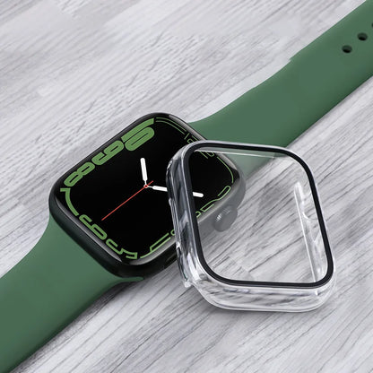Tempered Glass+Case For Apple Watch 38-40mm 41mm 42mm 44mm 45mm 46mm Screen Protector Protective Cover iWatch 11 10 8 7 9 6 SE 5