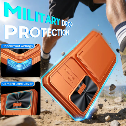 for Galaxy S26 Ultra Case Wallet RFID,Cards Holder,Camera Cove,Full Body Rugged Shockproof Silicone Protective Phone Case-orange