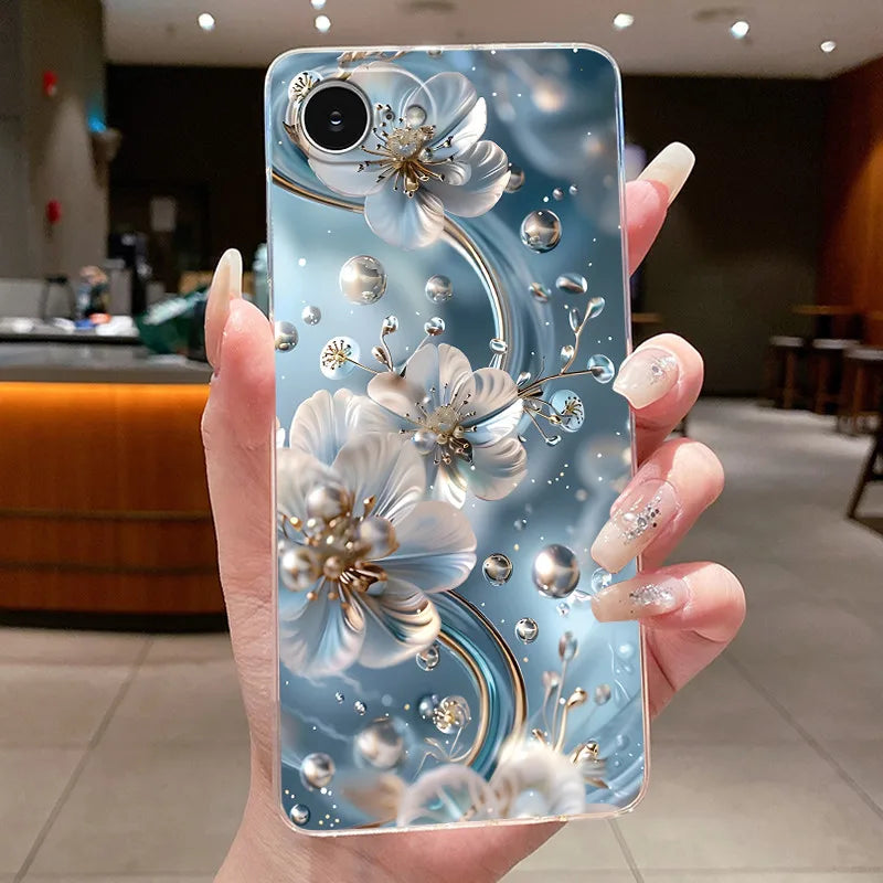 For iPhone 16e Case Clear Luxury Fashion Butterfly Flowers Soft TPU Silicone Jelly Back Cover for Apple iPhone 16e Phone Case