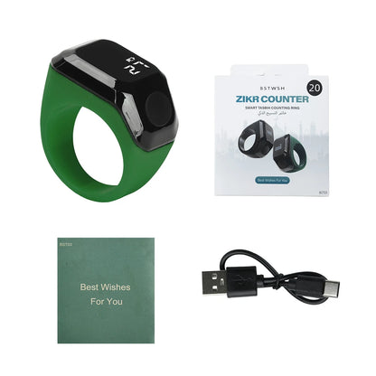 Digital Ring Counter Bluetooth APP Control OLED Display Silent Touch Type-C Rechargeable Muslims Ring Prayer Finger Counter