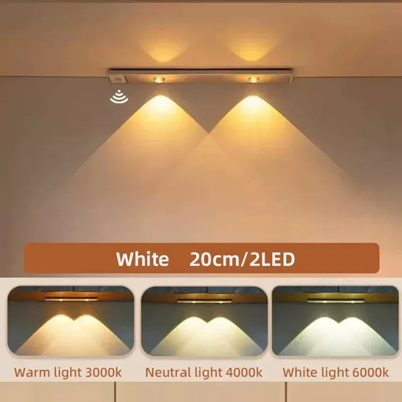 LED Ultra Thin Under Cabinet Lights Motion Sensor night light Wireless 3Color Dimmable For Kitchen Cabinet Bedroom Wardrobe Ligh - Urbizia